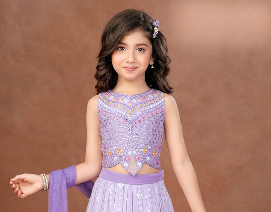 Lavender Luxe Princess Lehenga Set | Kids Ethnic Wear for Girls