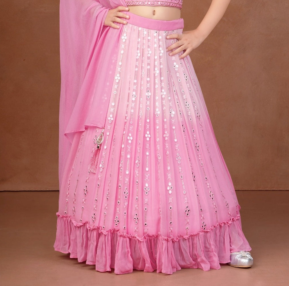 Blush Pink Blossom Designer Lehenga Set | Kids Ethnic Wear for Girls