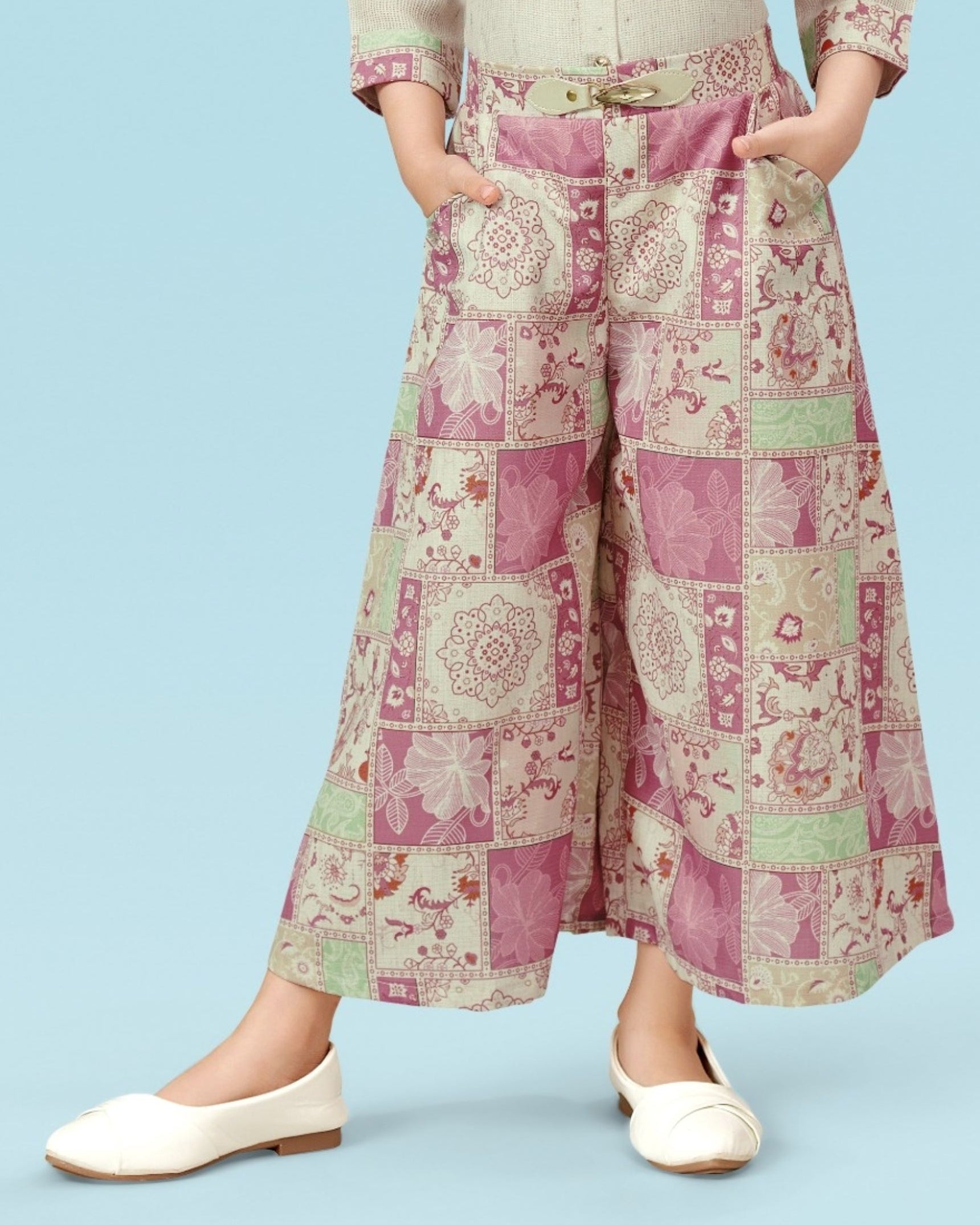 Onion pink- IndoWestern Shirt & Palazzo Set