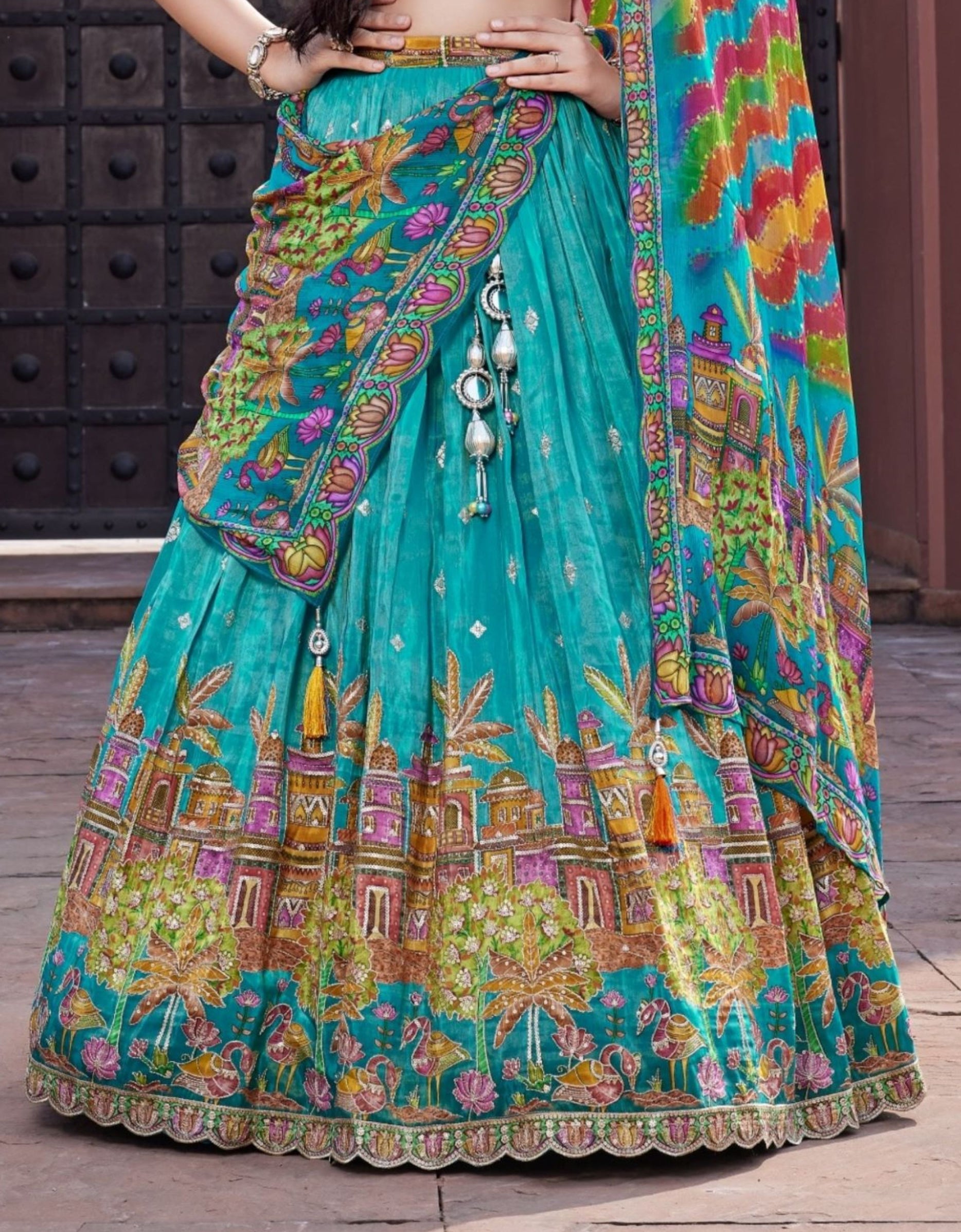 Peacock Teal - Noor Mahal Lehenga Set