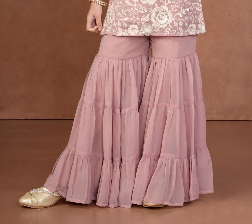Blush Peach Blossom Sharara Set | Kids Ethnic Outfit for Girls
