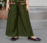 Olive Green Garden Palazzo Co-ord Set | Casual Wear Kids Outfit for Girls