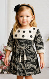 Black & Ivory Floral Short Frock | Casual  Wear Kids Dress for Girls