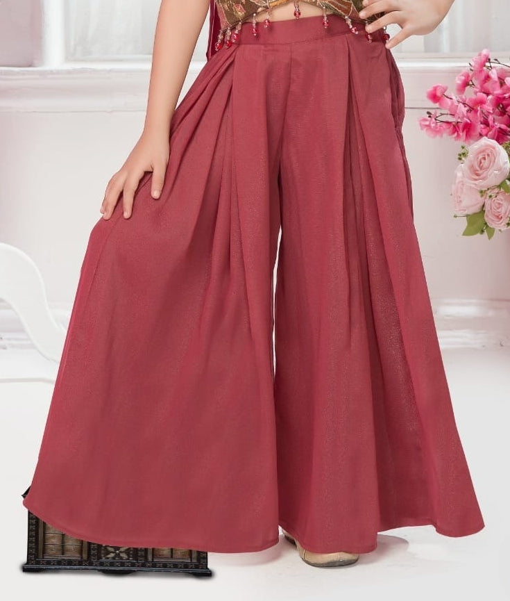 Wine & Antique Gold-Heritage Chic Palazzo Indo Western Set