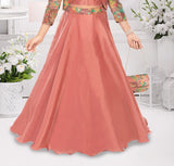 Rust Coral Embroidered Jacket & Lehenga Set
