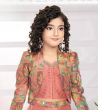 Rust Coral Embroidered Jacket & Lehenga Set