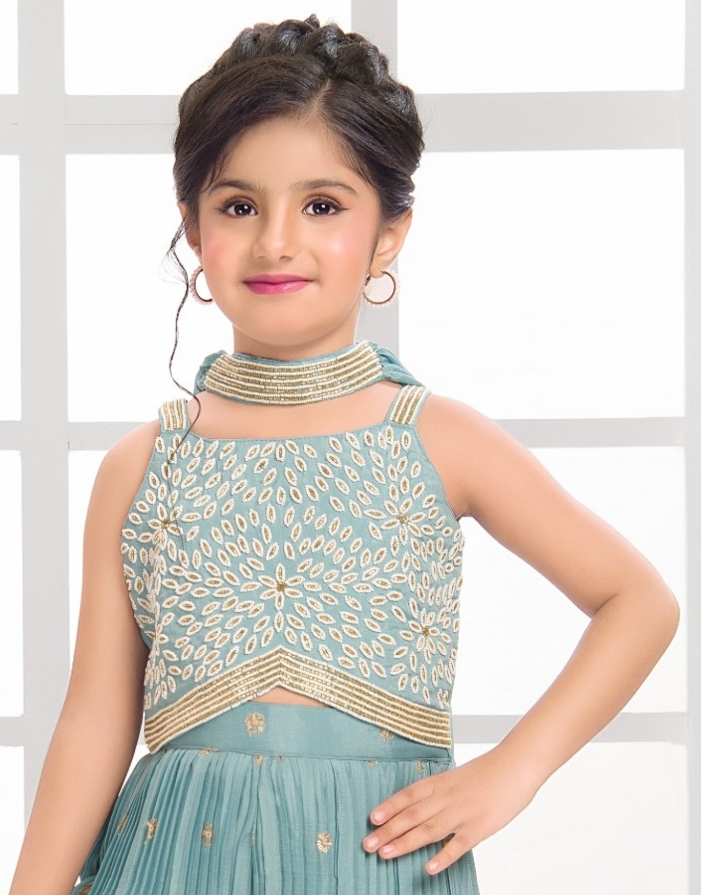 Firozi Blue Embroidered Palazzo Set