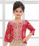 Rani Red & Beige Palazzo Set with Embroidered Jacket