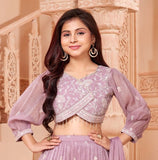 Lavender Bloom - Embroidered Palazzo Set