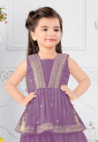 Purple Embroidered Peplum Top with Plazzo Pants