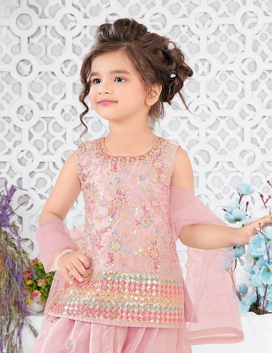 Blush Pink Royale Dhoti Set | Kids Ethnic Outfit for Girls