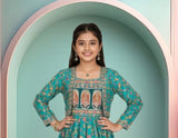 Teal Green Printed Ethnic Lehenga Set | Ethnic Dress for Girls