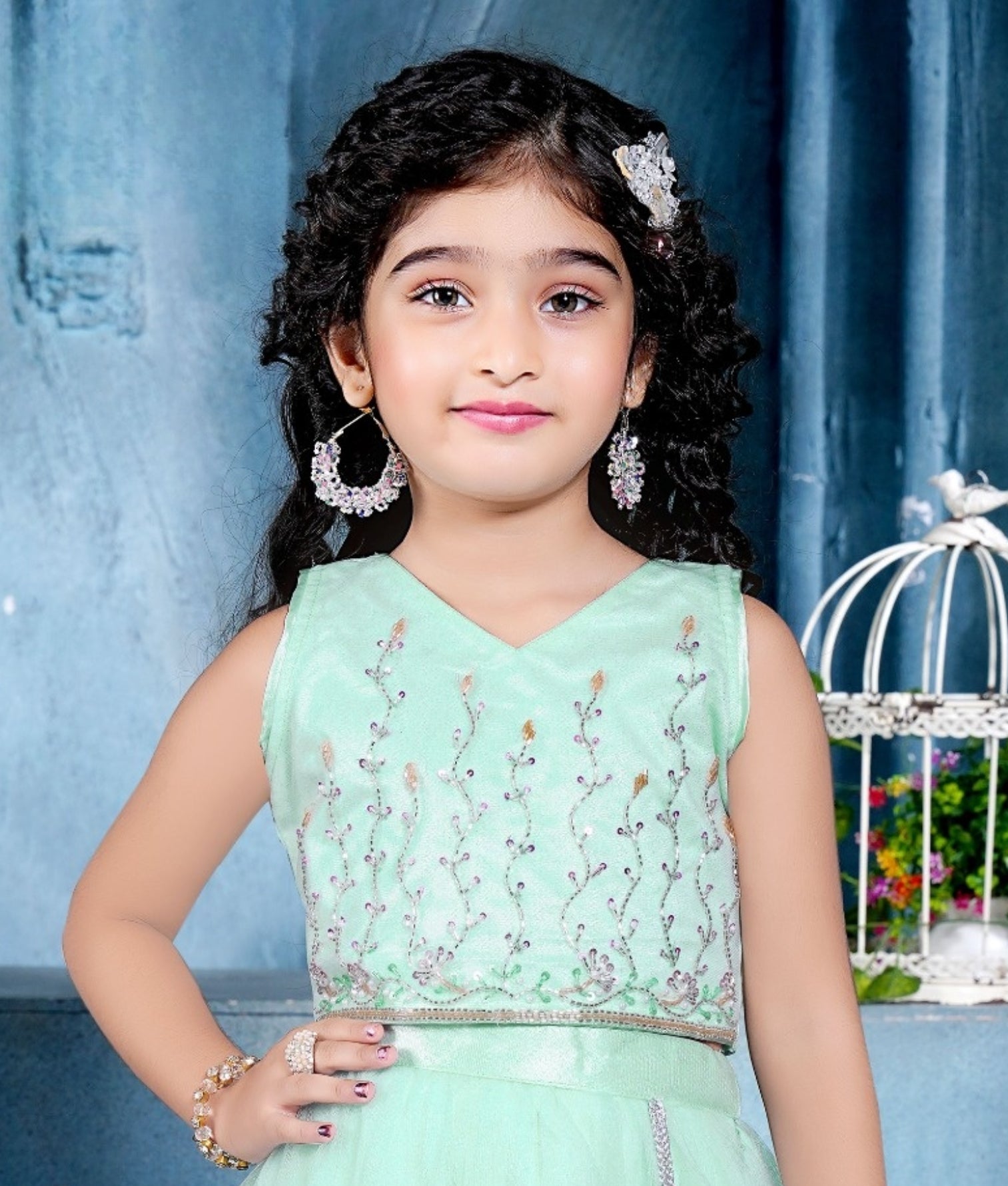 Ferozi Meadow Embroidered Lehenga Set