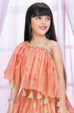 Peach Gold-Golden Glow Cape Long Gown
