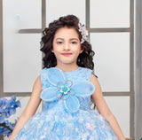 Aurora Butterfly Powder Blue Ball Long Gown