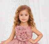 Rose Pink Blossom Couture High-Low Party Short Frock