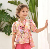 Pink Floral Printed Top with Palazzo Pants | Ethnic Casual Kids Outfit for Girls