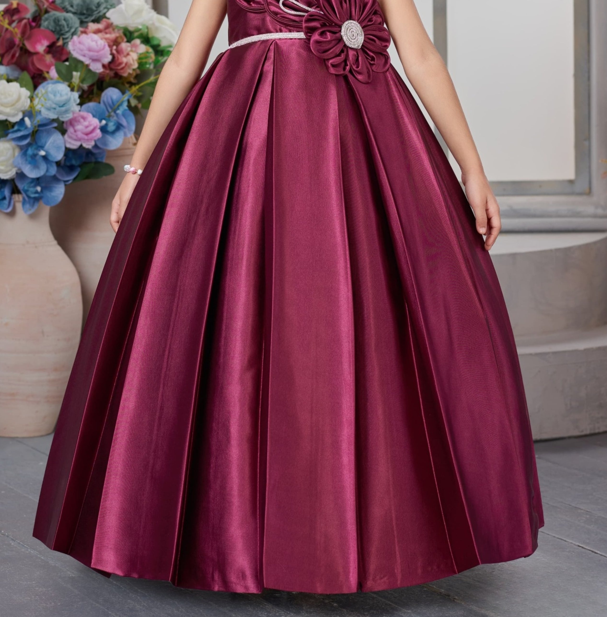 Royal Bloom Wine Maroon Designer Long Gown