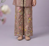Girls Dusty  Pink Mauve Embroidered Kurti with Floral Palazzo Pants | Ethnic Wear  for Kids