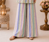 Girls Purple Multicolor Embroidered Tunic with Striped Palazzo Pants . | Ethnic Wear for Kids