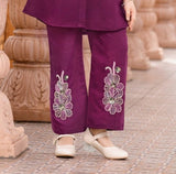 Royal Wine Embroidered Kurta Palazzo Set | Kids Ethnic Outfit for Girls