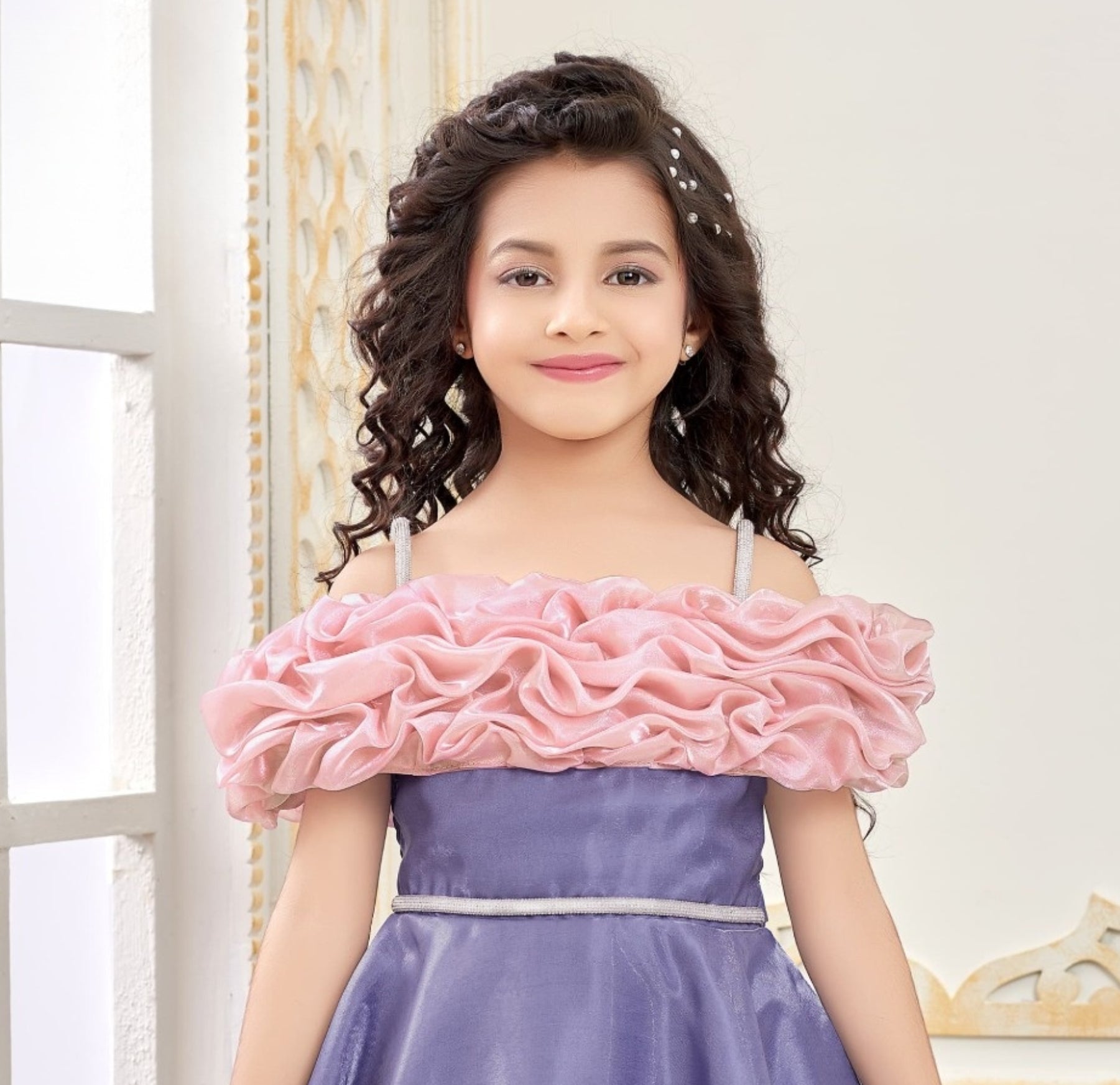 Blush Ruffle Periwinkle Princess Long Gown