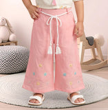 Cream & Pink Tassel Cute Top & Palazzo Set | Western Wear for Baby Girls