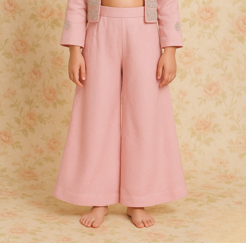 Sky Blue Sequin Embroidered Palazzo Set with Jacket