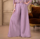 Purple Embroidered Cape Top with Wide-Leg Palazzo Pants | Ethnic Wear For Girls