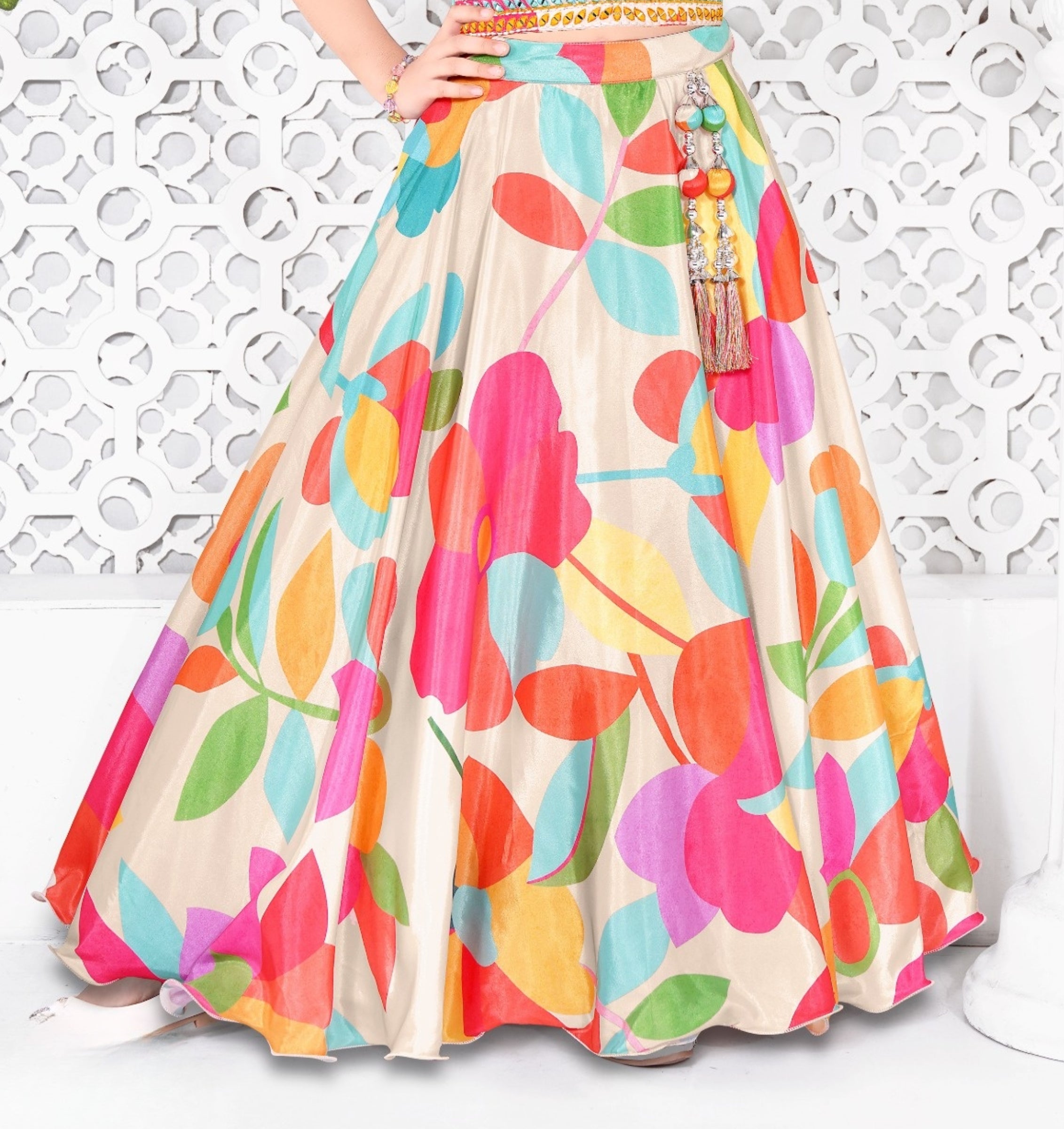Multicolor Floral Fusion Lehenga Set