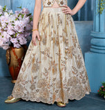 Cream Gold Embroidered Lehenga Set