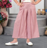 Ivory Shirt with Blush Pink Pleated Palazzo Set | Indo-Western Kids Outfit for Girls
