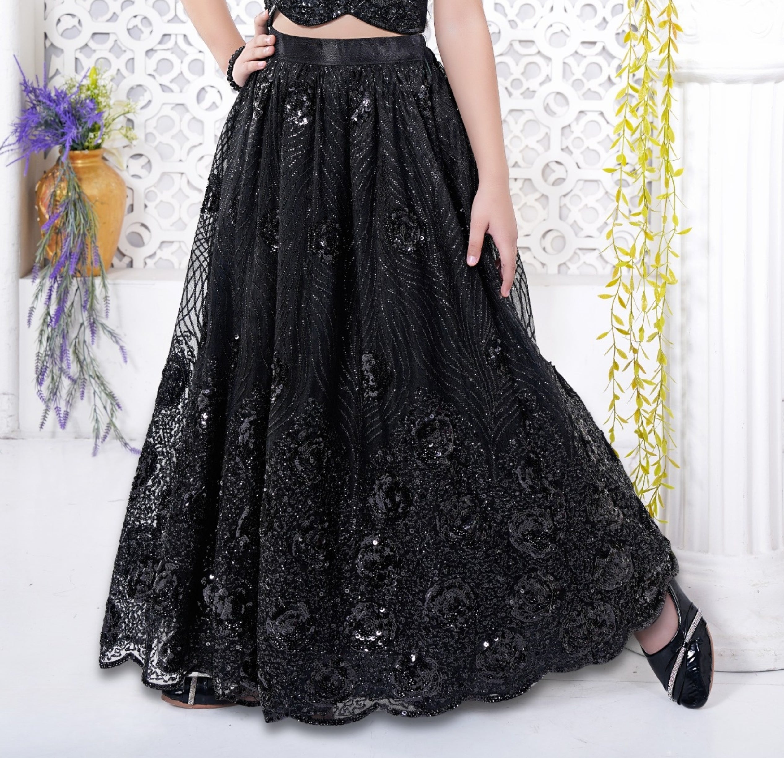 Midnight Black Sequin Embroidered Lehenga Set