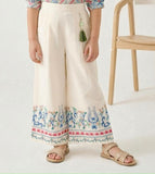 Ivory Blue Printed  Palazzo Set & Fusion Top | Western Wear For Girls