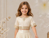 Ivory Cream Embroidered Lehenga Set | Ethnic Outfit for Girls