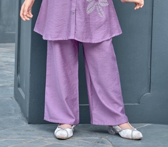 Lavender Floral Hand Embroidered Kurta Set