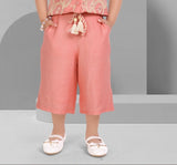 Baby Girls Peach Summer Outfit | Shirt & Culotte Set for Kids