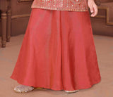 Rust Red Embroidered Kurta with Palazzo & Dupatta Set | Ethnic Wear For Girls