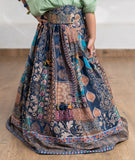Mint Green - Royal Indigo Print Lehenga Set