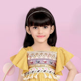 Mustard Yellow -Mirror Tassel Short  Frock