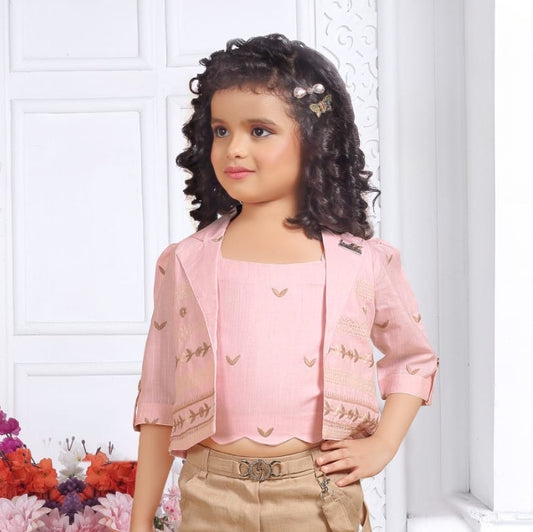 Blush Peach Chic Cargo Pant Set | Casual Wear Kids Outfit for Girls