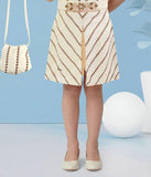 Girls Cream Printed Co-Ord Set with Cropped Vest & Flared Shorts | Western Wear For Girls