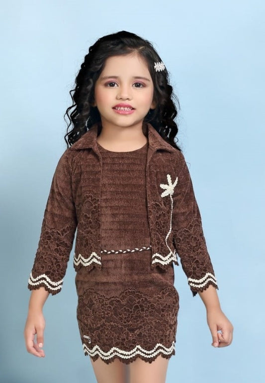 Imperial Brown Winter Knit Dress Set