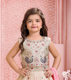 Ivory Cream Peacock Embroidered Lehenga Set | Kids Ethnic Wear for Girls