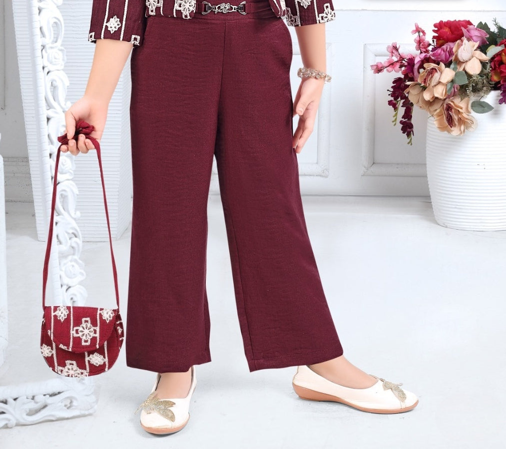 Girls Wine Coord Set with Jacket | Kids Indo Western Party Wear