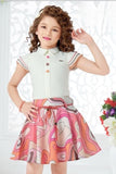 Mint Green Coral Abstract Print Top & Skirt Set | Casual Wear Kids Outfit for Girls