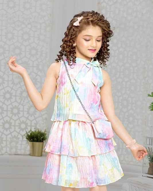 Pastel Tie-Dye Layered Dress