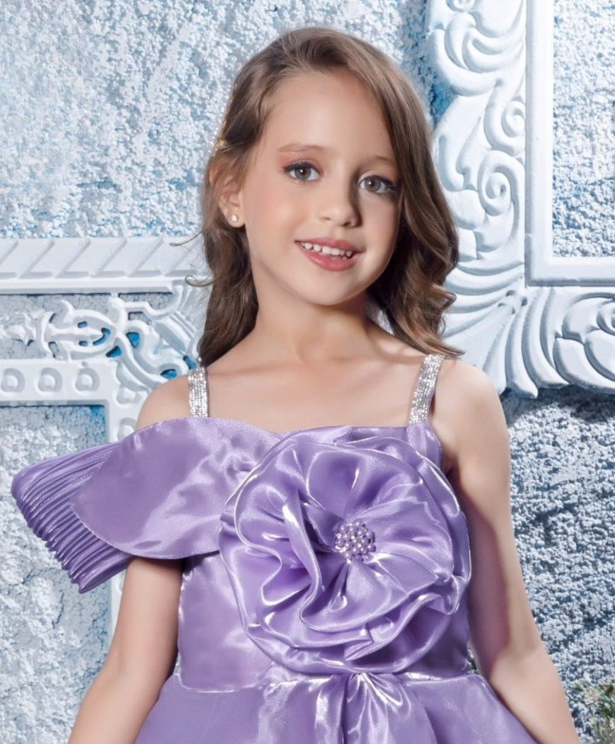 Lilac (Jambli) One-Shoulder Bloom Short Frock