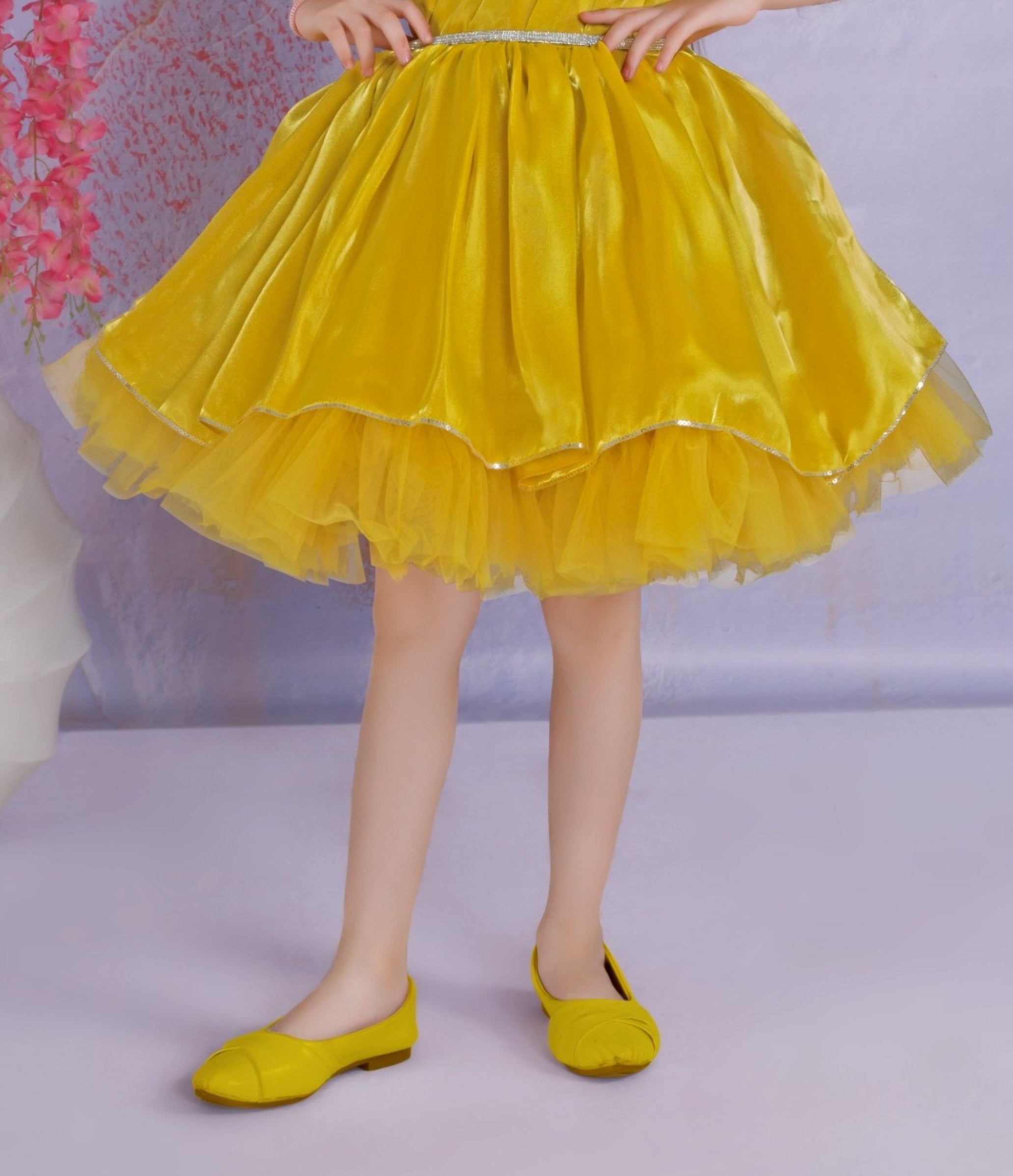 Golden - One Shoulder Princess Short Frock