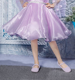 Purple -3D Floral Mesh Short Frock